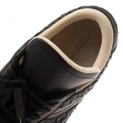 Pre Owned Bottega Veneta Black Intrecciato Leather Sneakers Size 46