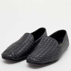 مملوكة مسبقًا حذاء لوفرز بوتيغا فينيتا جلد إنترشياتو أسود سليب أون مقاس 40