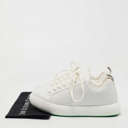 Pre Owned Bottega Veneta White Leather Lace Up Sneakers Size 41