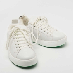 Pre Owned Bottega Veneta White Leather Lace Up Sneakers Size 41