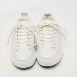 Pre Owned Bottega Veneta White Leather Lace Up Sneakers Size 41