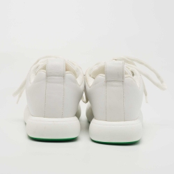 Pre Owned Bottega Veneta White Leather Lace Up Sneakers Size 41