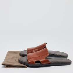 Bottega Veneta Brown Leather Flat Slides Size 43