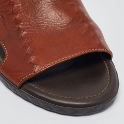 Bottega Veneta Brown Leather Flat Slides Size 43
