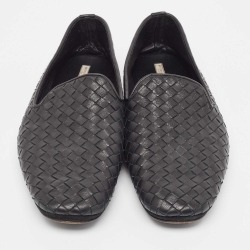 Pre Owned Bottega Veneta Black Intrecciato Leather Smoking Slippers Size 41