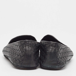 Pre Owned Bottega Veneta Black Intrecciato Leather Smoking Slippers Size 41