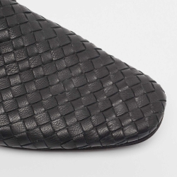 Pre Owned Bottega Veneta Black Intrecciato Leather Smoking Slippers Size 41