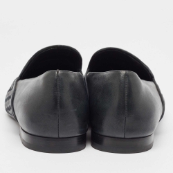 Pre Owned Bottega Veneta Midnight Blue Intrecciato Leather Slip On Loafers Size 45