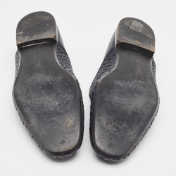 Pre Owned Bottega Veneta Midnight Blue Intrecciato Leather Slip On Loafers Size 45