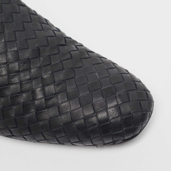 Pre Owned Bottega Veneta Midnight Blue Intrecciato Leather Slip On Loafers Size 45