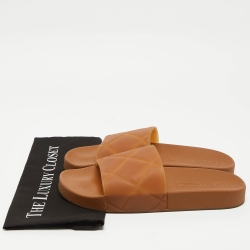 Pre Owned Bottega Veneta Brown Intrecciato Rubber Slides Size 42