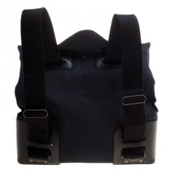 Bottega Veneta Navy Blue/Black Canvas and Intrecciato Leather Backpack 