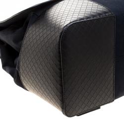 Bottega Veneta Navy Blue/Black Canvas and Intrecciato Leather Backpack 