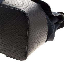 Bottega Veneta Navy Blue/Black Canvas and Intrecciato Leather Backpack 