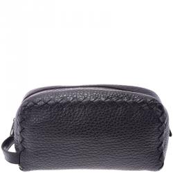 Pre Owned Bottega Veneta Black Intrecciato Leather Clutch Bag