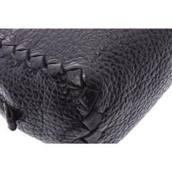 Pre Owned Bottega Veneta Black Intrecciato Leather Clutch Bag