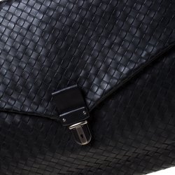 Pre Owned Bottega Veneta Black Intrecciato Leather Briefcase  