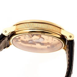  Breguet Silver 18K Yellow Gold Leather Tradition 7027 Men's Wristwatch 38 mm