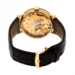  Breguet Silver 18K Yellow Gold Leather Tradition 7027 Men's Wristwatch 38 mm