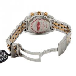 Pre Owned Breitling White 18K Rose Gold Stainless Steel Chronomat CB0140 Men's Wristwatch 41 mm