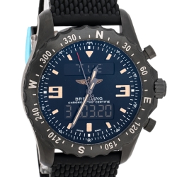 Pre Owned Breitling Black PVD Coated Stainless Steel Rubber Chronospace Military M7836622 Men's Wristwatch 48 mm