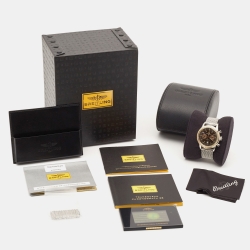 Pre Owned Breitling Brown 18k Rose Gold Stainless Steel Transocean U4131012 Men's Wristwatch 38 mm