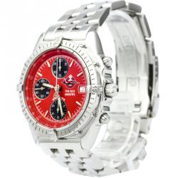 Pre Owned Breitling Red Stainless Steel Chronomat Men's Wristwatch 40MM