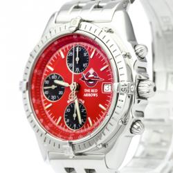 Pre Owned Breitling Red Stainless Steel Chronomat Men's Wristwatch 40MM