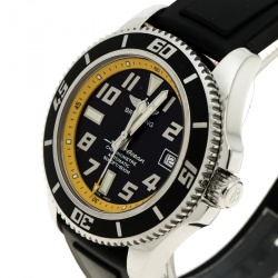Pre Owned Breitling Black/Yellow Stainless Steel Superocean A17364 Men's Wristwatch 42 mm