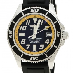 Pre Owned Breitling Black/Yellow Stainless Steel Superocean A17364 Men's Wristwatch 42 mm