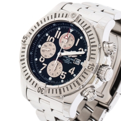 Breitling Black Stainless Steel Super Avenger A13370 Men's Wristwatch 48 mm