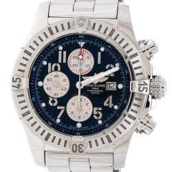 Breitling Black Stainless Steel Super Avenger A13370 Men's Wristwatch 48 mm