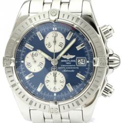 مملوكة مسبقًا Breitling Blue Stainless Steel Chronomat Evolution A13356 Men's Wristwatch 44MM