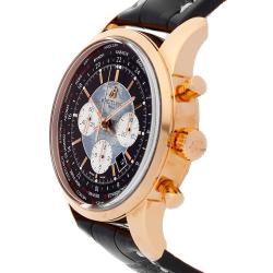 Pre Owned Breitling Black 18K Rose Gold Transocean Chrono Unitime RB0510U4/BB63 Men's Wristwatch 46 MM