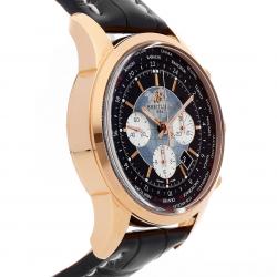 Pre Owned Breitling Black 18K Rose Gold Transocean Chrono Unitime RB0510U4/BB63 Men's Wristwatch 46 MM