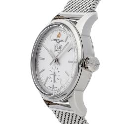 Pre Owned Breitling Silver Stainless Steel Transocean A1631012/G781 Men's Wristwatch 38 MM
