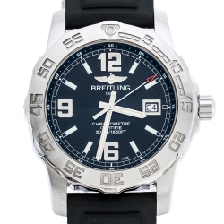 Pre Owned Breitling Black Stainless Steel Colt 44 A74387 Men's Wristwatch 44 mm