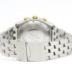 Pre Owned Breitling Blue 18K Yellow Gold And Stainless Steel Chronomat Automatic B13048 Men's Wristwatch 40 MM