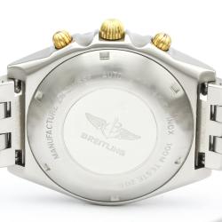 Pre Owned Breitling Blue 18K Yellow Gold And Stainless Steel Chronomat Automatic B13048 Men's Wristwatch 40 MM