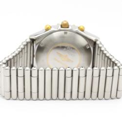 Pre Owned Breitling Blue 18k Yellow Gold And Stainless Steel Chronomat B13047 Automatic Men's Wristwatch 40 MM