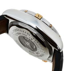 Breitling White 18K Yellow Gold Stainless Steel Leather Chronomat Evolution B13356 Men's Wristwatch 44 mm