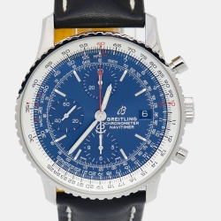 Pre Owned Breitling Blue Stainless Steel Calfskin Navitimer A13324121C1X1 Men's Wristwatch 41 mm