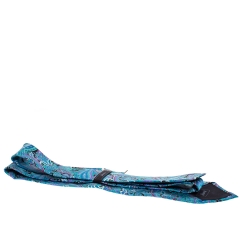 Pre Owned Brioni Turquoise Blue Paisley Foil Print Silk Tie