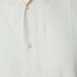 Brioni Cream Cotton Button Front Shirt L 