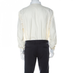Brioni Cream Cotton Button Front Shirt L 