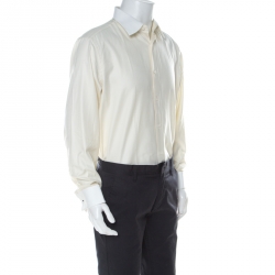 Brioni Cream Cotton Button Front Shirt L 