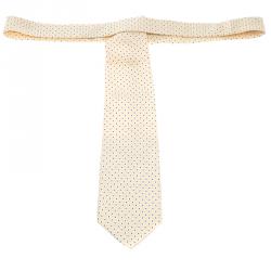 مملوكة مسبقًا ربطة عنق بريوني حرير أصفر وأزرق منقطة