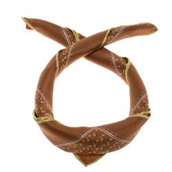 Pre Owned وشاح بريوني مربع بوكت حرير مطبوع بني