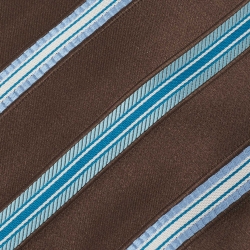 مملوكة مسبقًا Brioni Vintage Brown & Blue Diagonal Striped Silk Tie 