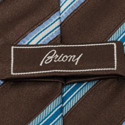 مملوكة مسبقًا Brioni Vintage Brown & Blue Diagonal Striped Silk Tie 